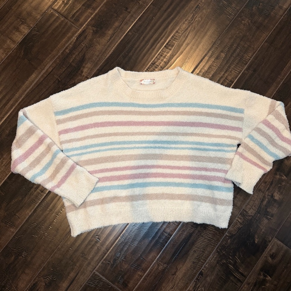Altar'd State Kiera Multi Stripe Fuzzy Sweater - Size M